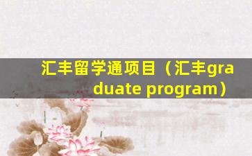 汇丰留学通项目（汇丰graduate program）
